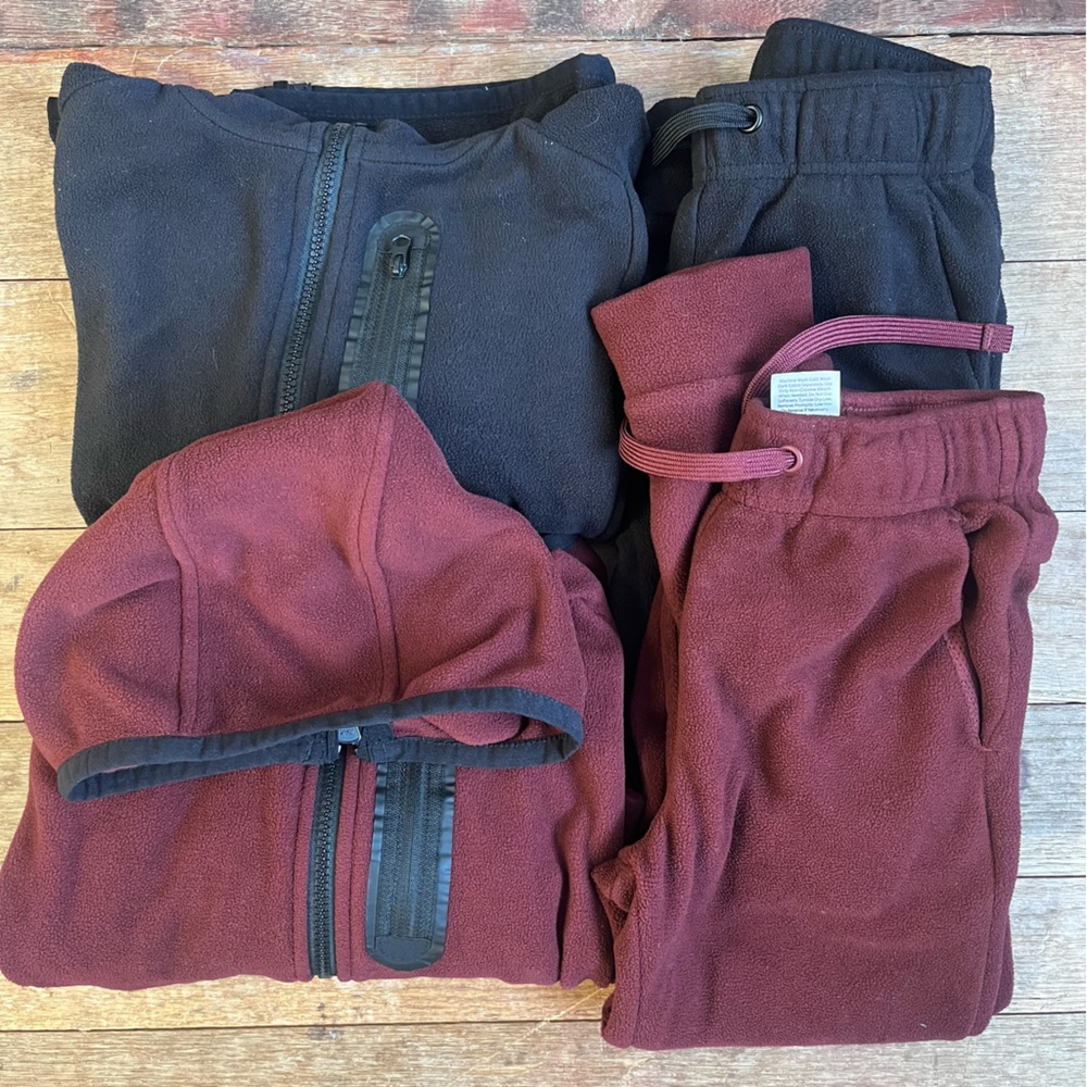 Athletic Maroon and Black Hoodies and Joggers Set